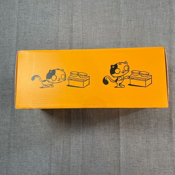 Little Treasures Pet Bowl by Tengous Raised Double Bowl White Plastic w/ Storage - Picture 2 of 9